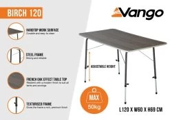 Vango Birch 120 Table 10 Vango Birch 120 Table -Outdoor Camping Store birch 120 infographic medium