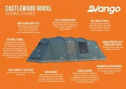 Vango Castlewood 800XL Tent Package -Outdoor Camping Store castlewood 800xl infographic