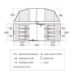 Vango Castlewood 800XL Tent Package -Outdoor Camping Store floorplan castlewood 800xl