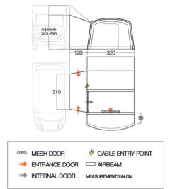 Vango Galli III Tall Air Drive Away Awning -Outdoor Camping Store vango 2020 awnings floorplan galli tall 1
